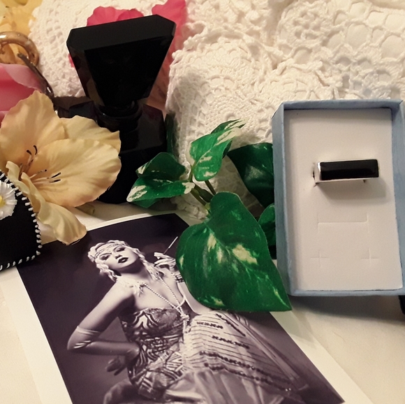 J&M DESIGNER SOLID 925 STERLING ONYX RING, SIZE 6 - Picture 1 of 8